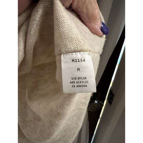 Kerisma Beige Lightweight Sweater High Low Hem Sz M Angora Blend Raw Seams - Picture 3 of 5